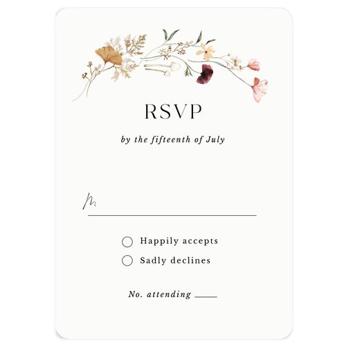 Simple Bohemian Wildflowers Wedding Response Cards Cotton Signature Rounded