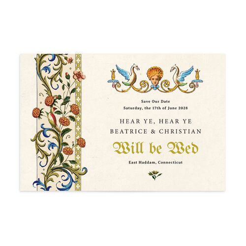 Medieval Renaissance Save the Date Postcards Moss