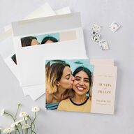 Modern Romantic Save The Date Cards Chestnut Signature smooth Blank No