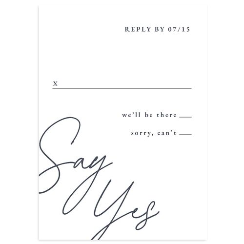 Corner Script Wedding Response Cards Dark Navy Signature Standard
