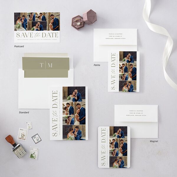 Elegant Sidebar Images Save the Date Postcards Thyme