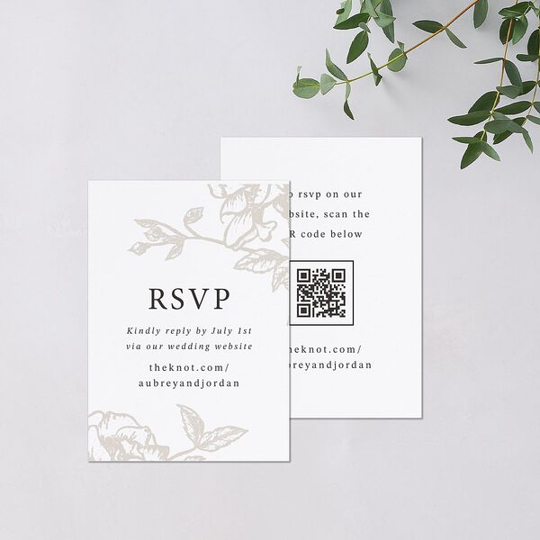 Botanical Luxury QR Code RSVP Cards Pure White Signature Standard