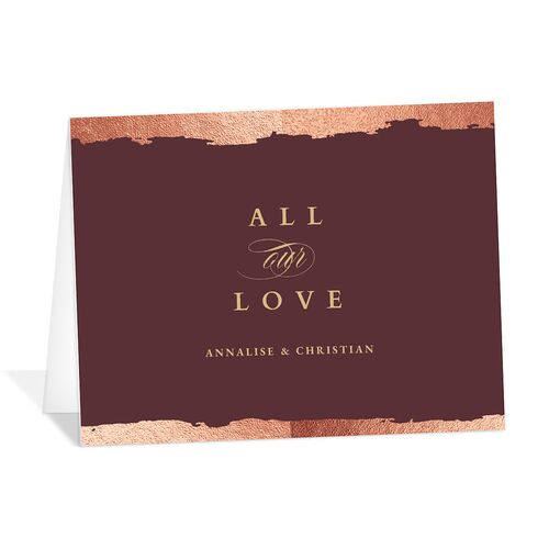 Elegant Edge Thank You Cards Rose Gold Merlot