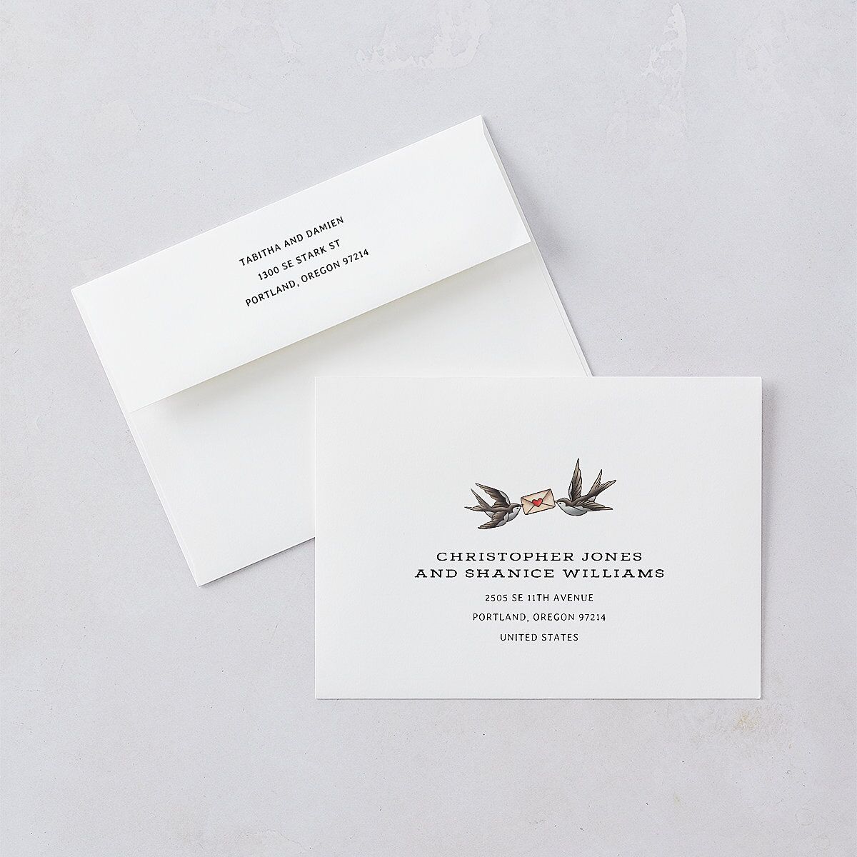 Til Death Tattoos Wedding Invitation Envelopes Midnight White Both Recipient and Return Addresses Standard Signature