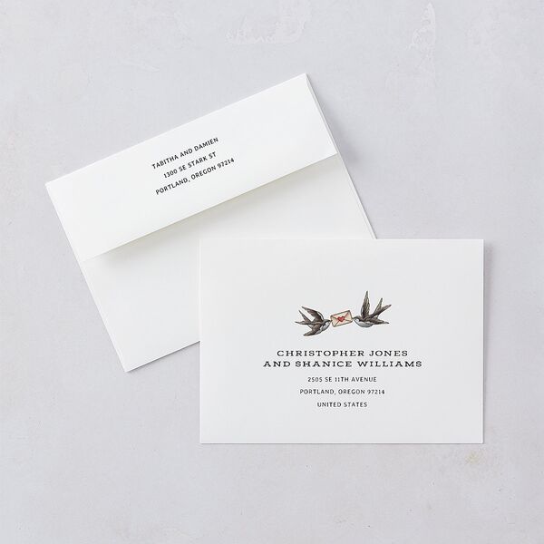 Til Death Tattoos Wedding Invitation Envelopes Midnight White Both Recipient and Return Addresses Standard Signature