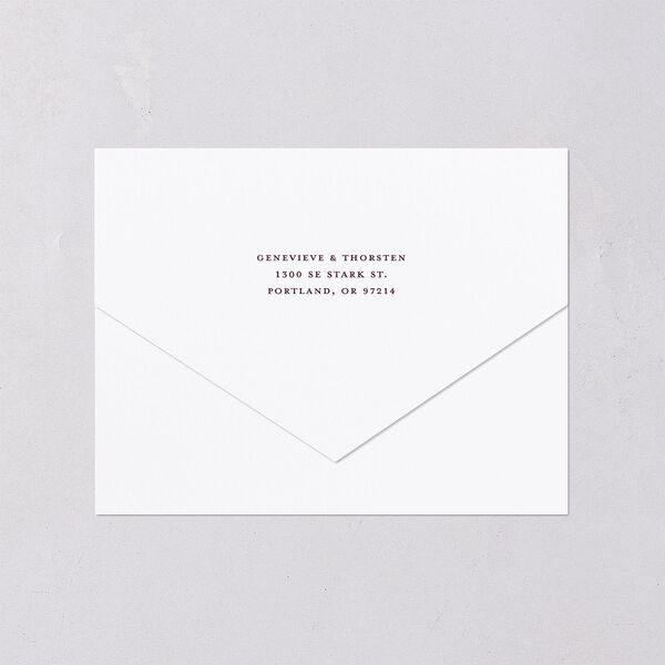 Dark Vintage Fantasy All-in-One Wedding Invitations Merlot Signature Light Both Recipient and Return Addresses No