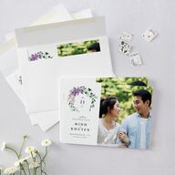 Romantic Wisteria Save The Date Cards Purple Petal Signature smooth Blank No Standard