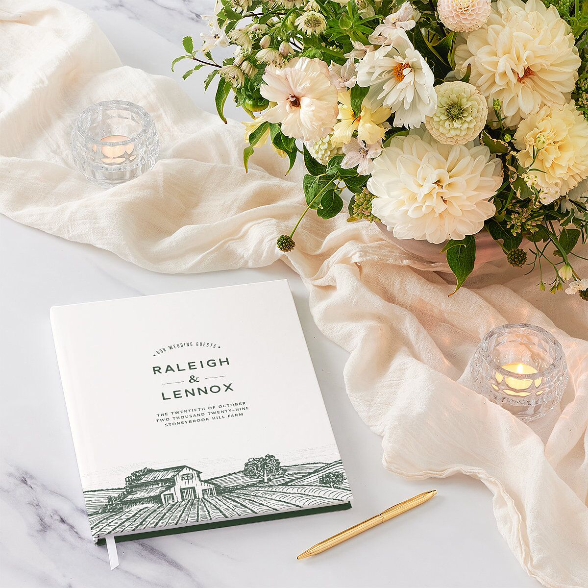 Country Farm Wedding Guest Book Hunter Green