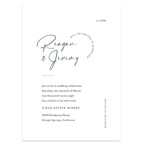 Modern Arc Wedding Invitations Scottish Green Signature Blank No Standard