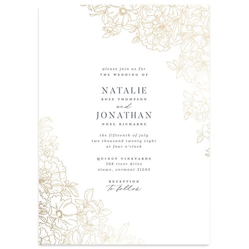 Gilded Florals Wedding Invitations Gold Slate Signature Blank No Standard