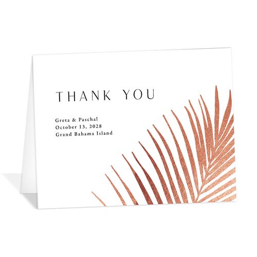 Lavish Palm Thank You Cards Rose Gold Pure White