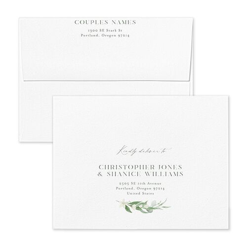 Greenery Laurel Thank You Card Envelopes Thyme Standard White Both Recipient and Return Addresses Signature
