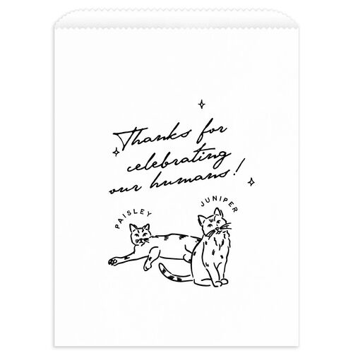 Hand Drawn Cake Favor Bags White Pure White Wax-Lined Food Safe Paper