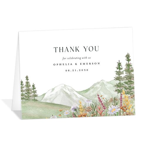 Elegant Mountain Wildflowers Thank You Cards Moss