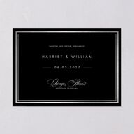 Polished Frame Save The Date Cards Silver Licorice Signature smooth Blank No