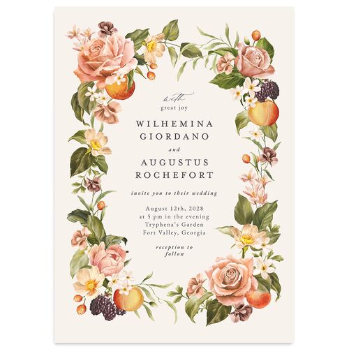 Botanical Citrus Garden Wedding Invitations Rose Gold Signature Blank No Standard