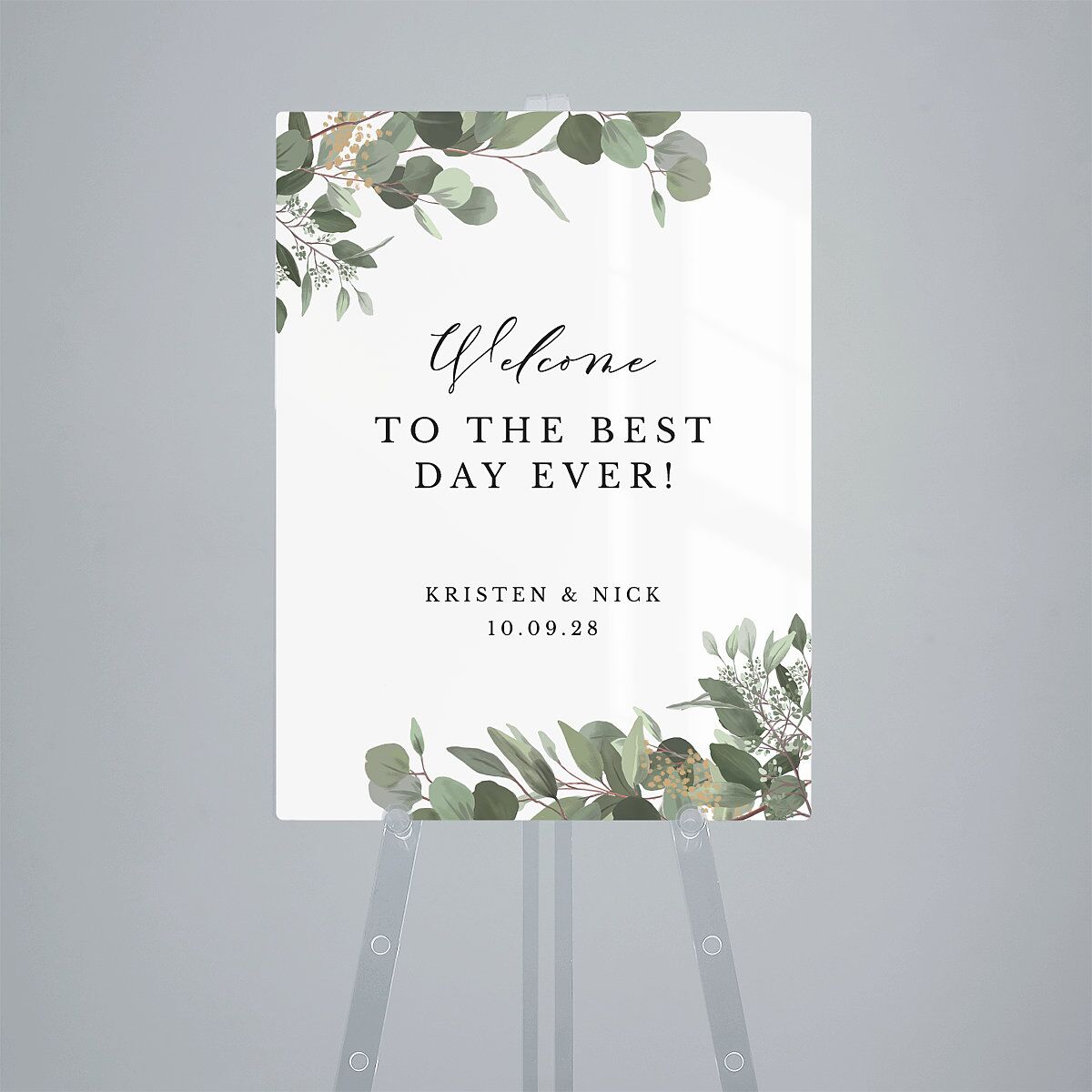 Eucalyptus Frame Acrylic Welcome Sign Medium