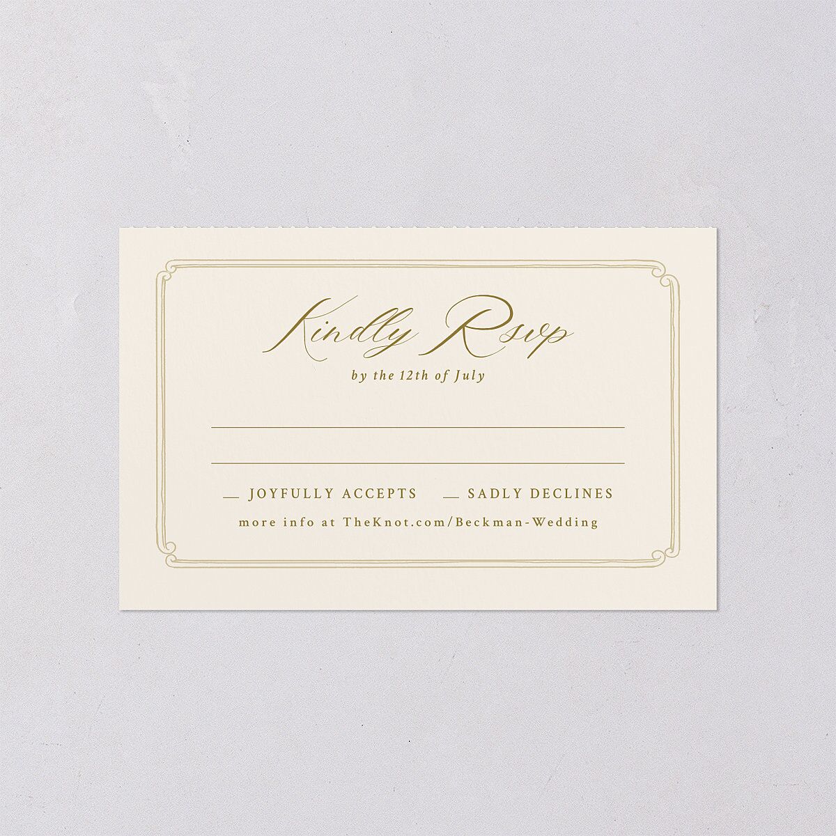 Antique Botanical Garland All-in-One Wedding Invitations Champagne Signature Light Both Recipient and Return Addresses No