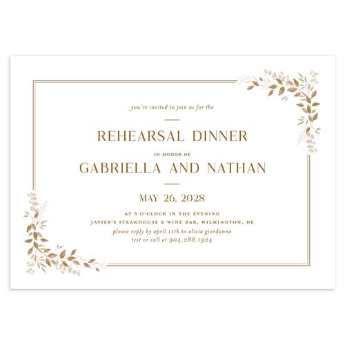 Greenery Frame Rehearsal Dinner Invitations Tan Signature Blank Standard