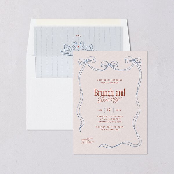 Modern Delicate Bows Bridal Shower Invitations Jewel Red Signature Blank Standard