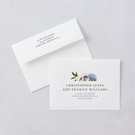 Pressed Flowers Rehearsal Dinner Invitation Envelopes White Regency Blue Both Recipient and Return Addresses Signature Standard