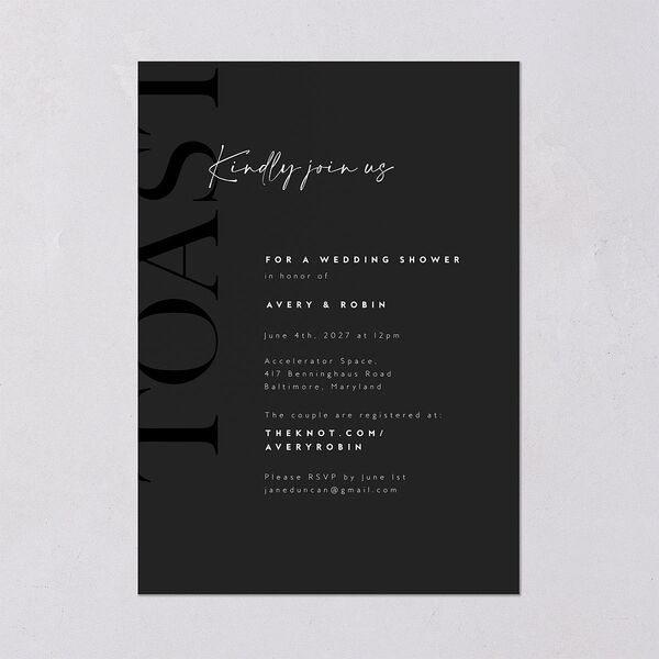 Modern Vow Bridal Shower Invitations Charcoal Signature Blank Standard