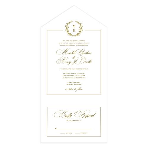 Monogram Branches Botanical All-in-One Wedding Invitations Umber Signature Light Both Recipient and Return Addresses No