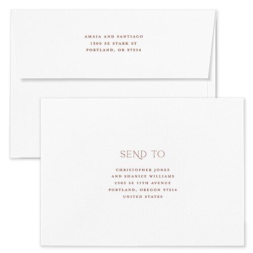 Rustic Bouquet Save The Date Card Envelopes Blue Copper Return Address Signature Standard