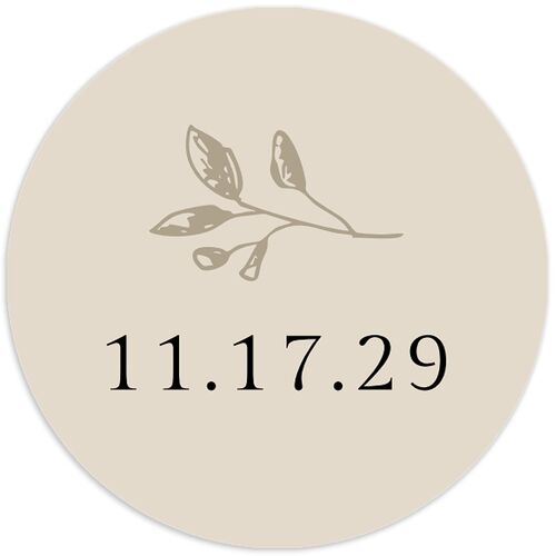 Elegant Botanical Initials  Wedding Stickers Licorice Circle