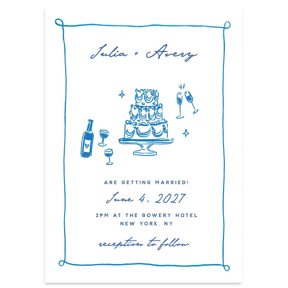 Hand Drawn Cake Wedding Invitations