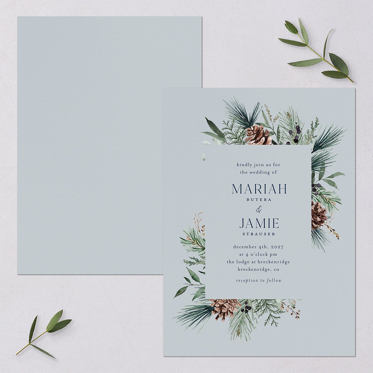 Rustic Pine Wedding Invitations — view 1