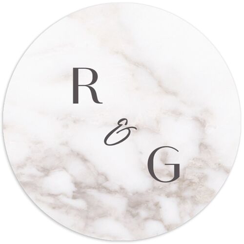 Refined Frame Wedding Stickers Charcoal Circle
