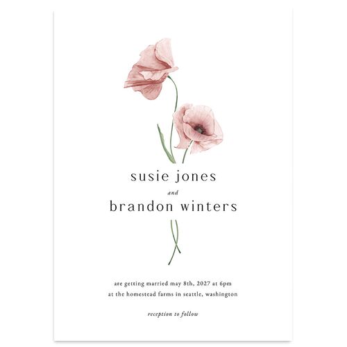 Wild Poppies Wedding Invitations Rose Quartz Signature Blank No Standard