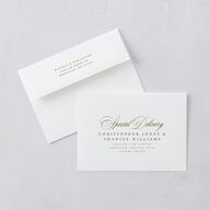 Modern Classic Picture Landscape Save The Date Card Envelopes White Olive Both Recipient and Return Addresses Signature Standard