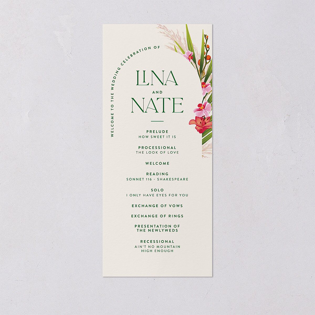 Hawaiian Tropical Orchid Oval Wedding Programs Crimson Signature
