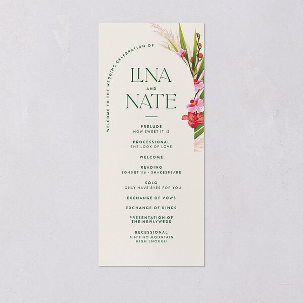 Hawaiian Tropical Orchid Oval Wedding Programs Crimson Signature
