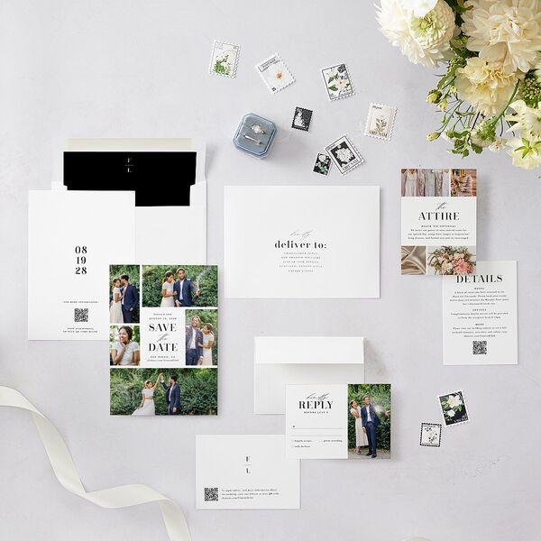 Portrait Gallery Save the Date Cards Pure White Signature smooth Blank No Standard