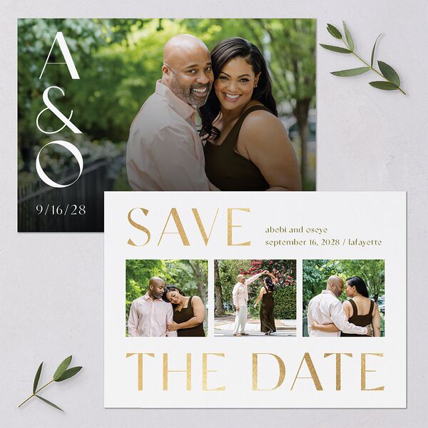 Gilded Sahara Pattern Save the Date Cards Gold Umber Signature smooth Blank No Standard