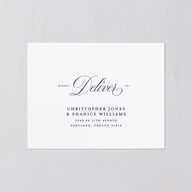 Classic Photo All-in-One Wedding Invitations Navy Signature Light Both Recipient and Return Addresses No