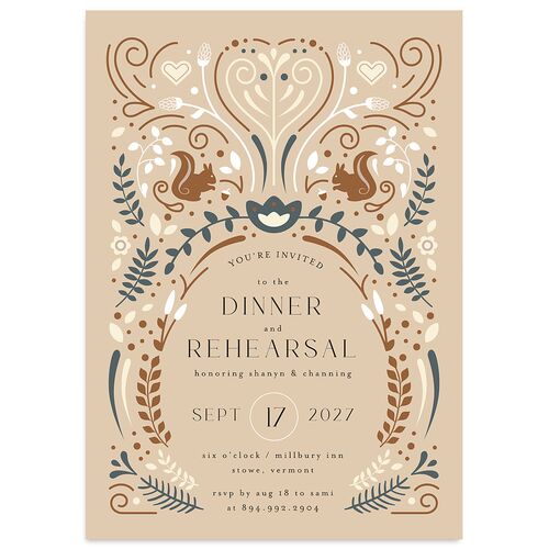 Nordic Folk Rehearsal Dinner Invitations Latte Signature Blank Standard