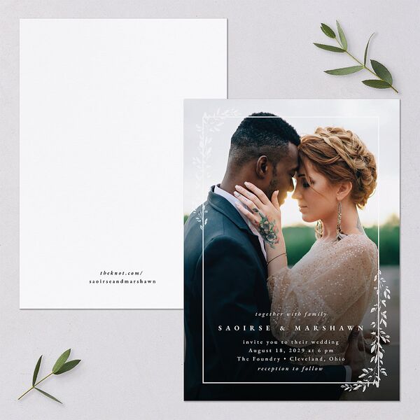 Dainty Frame Wedding Invitations Pure White Signature Blank No