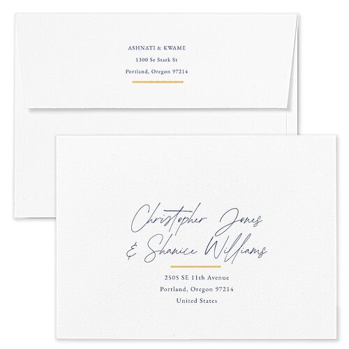 Ankara Print Wedding Invitation Envelopes White Maritime Both Recipient and Return Addresses Standard Signature