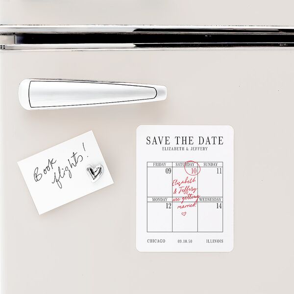 Classic Circled Calendar Date Save The Date Magnets Pure White Magnet Paper