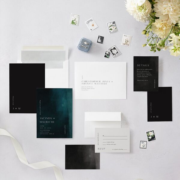 Modern Canvas Wedding Invitations Midnight Signature Blank No