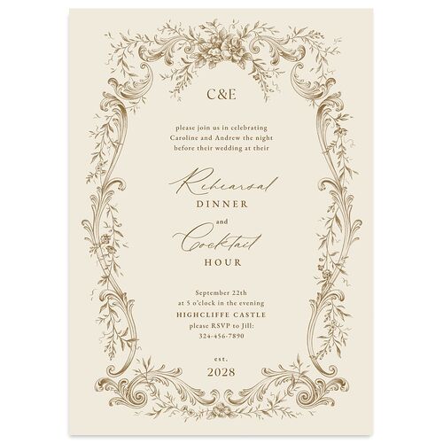 Antique Victorian Botanical Rehearsal Dinner Invitations Driftwood Signature Blank Standard