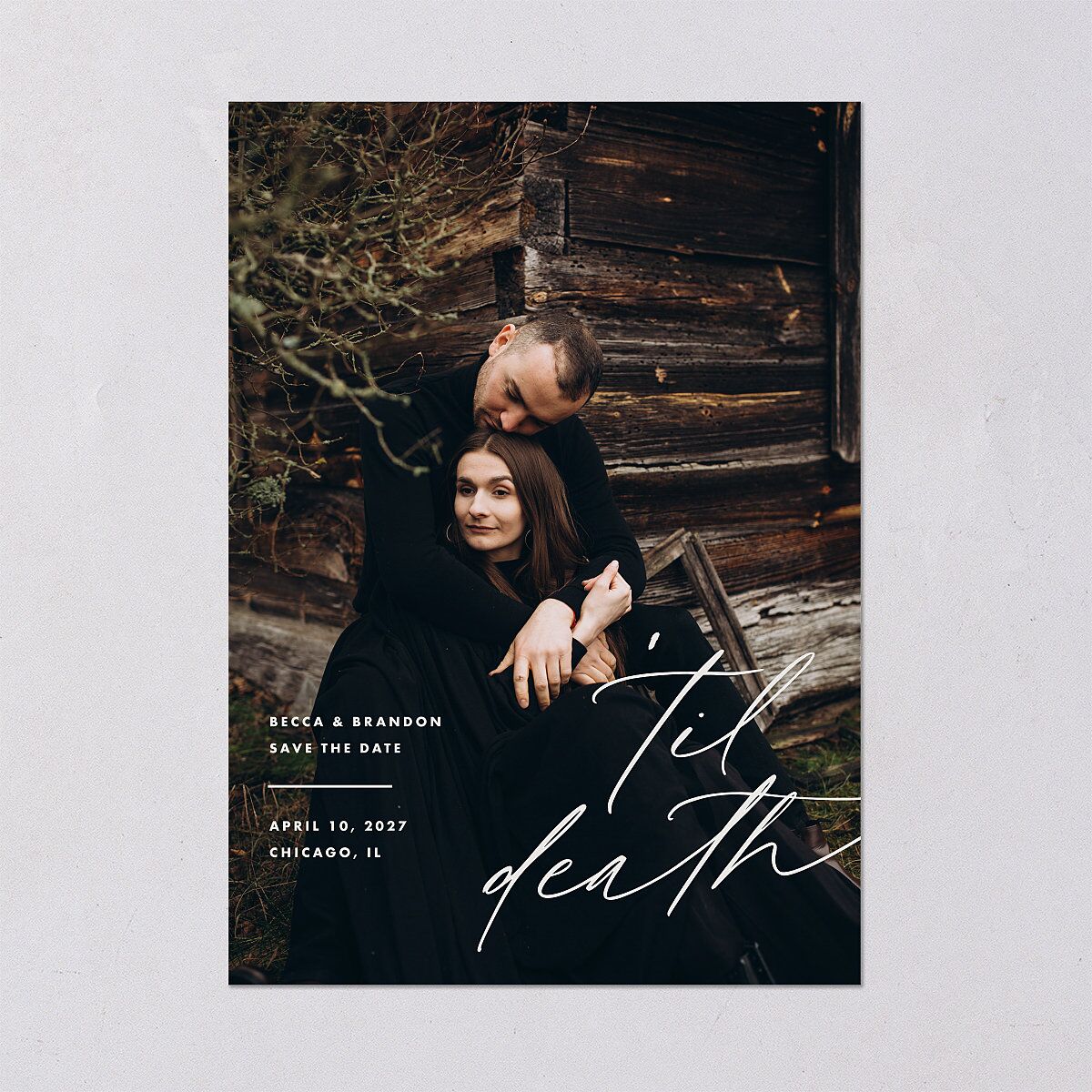 Til Death Save the Date Cards Licorice Signature smooth Blank No