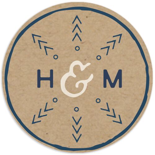 Vintage Mountain Wedding Stickers Dusty Blue Circle