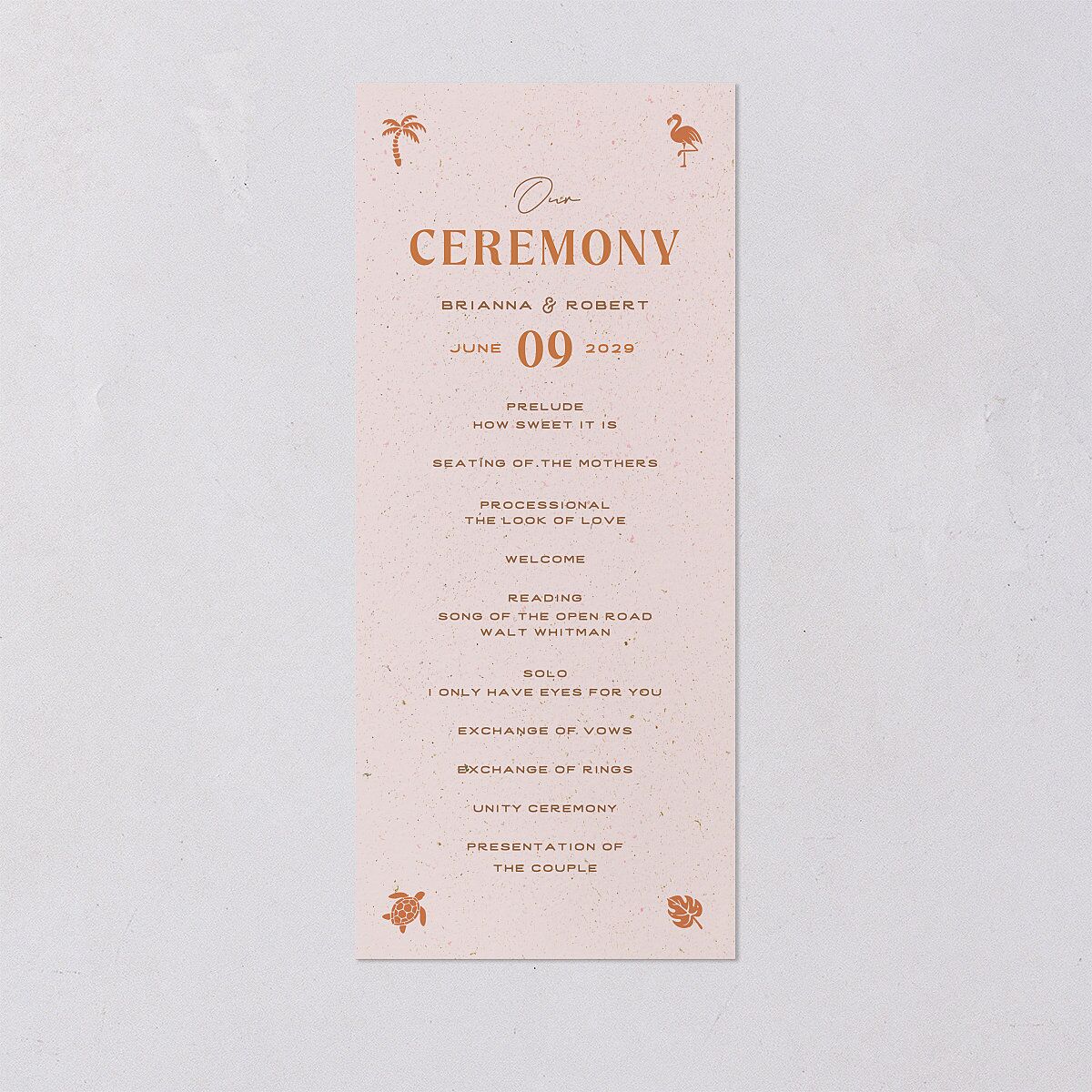 Beach Party Wedding Programs Pink Cotton Signature