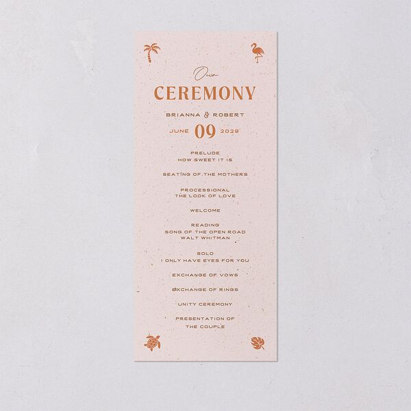 Beach Party Wedding Programs Pink Cotton Signature