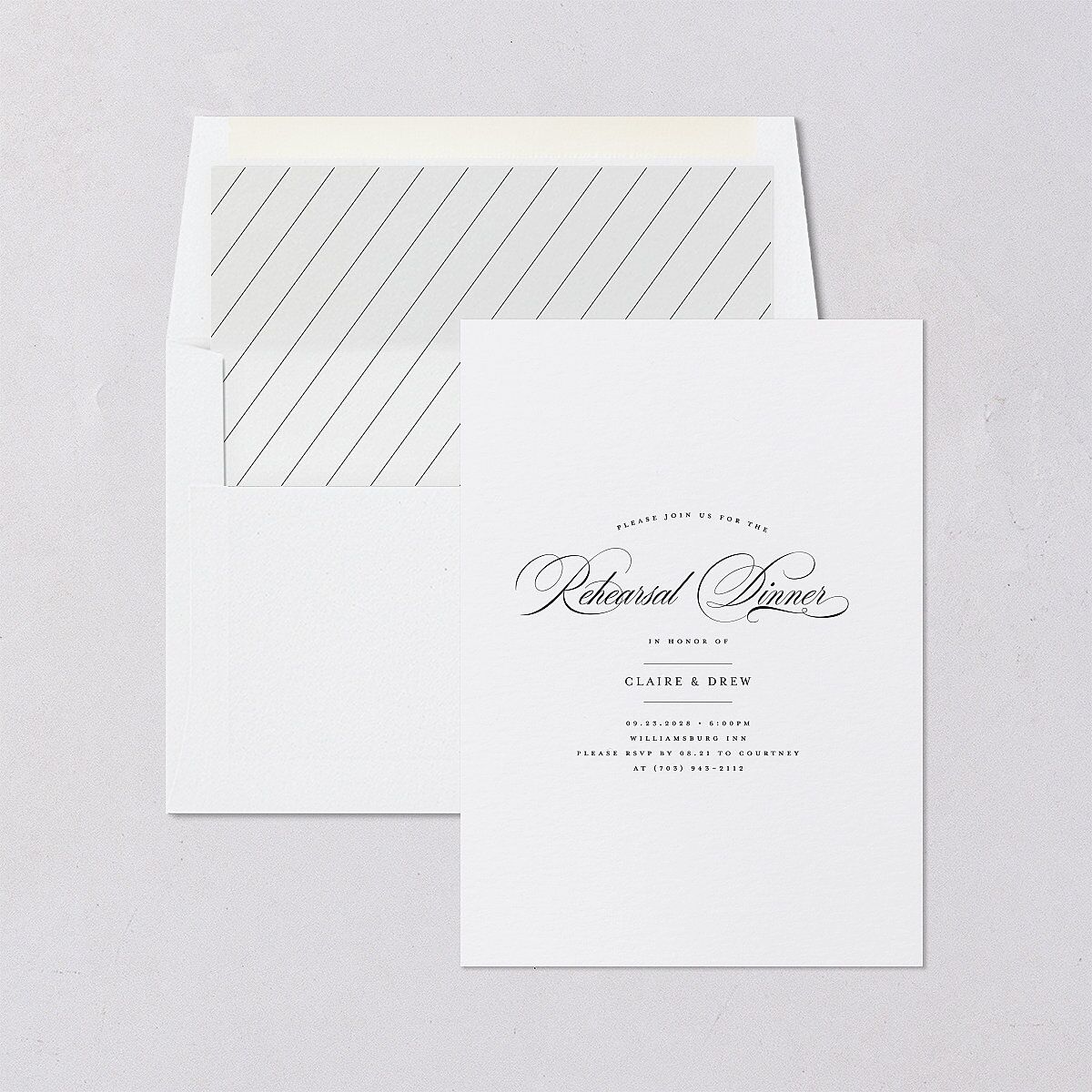 Classic Calligraphy Rehearsal Dinner Invitations — view 4
